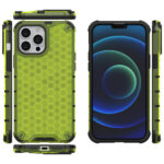 Honeycomb Case armor cover with TPU Bumper for iPhone 13 Pro Max green - Image 2
