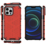 Honeycomb Case armor cover with TPU Bumper for iPhone 13 Pro Max red - Image 2